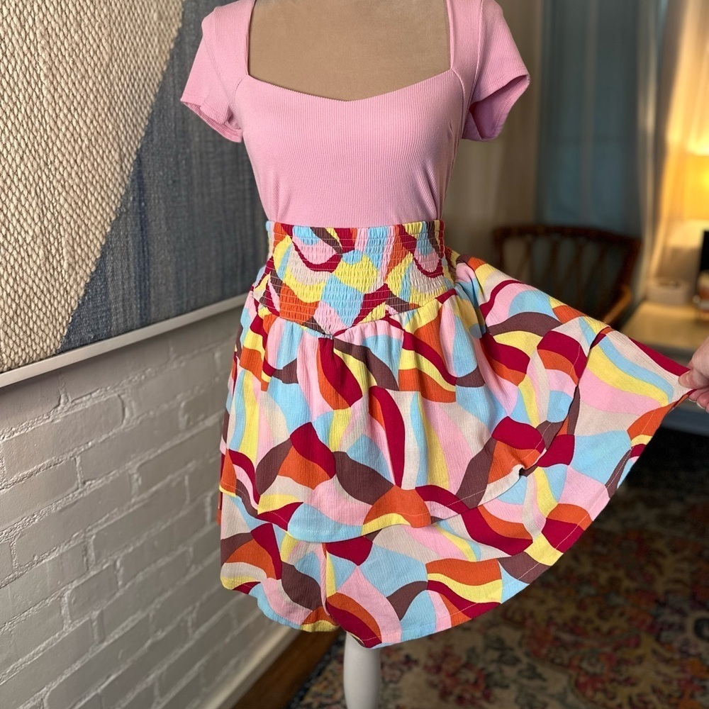 Torrid Bold Colorful Layered Ruffle Shorts - Picture 2 of 11